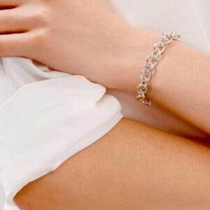 Tiffany & Co Rare Large 925 Silver Stamped Round Link Bracelet Clasp